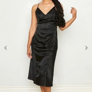 We Are Hah Give A Slip Black Midi Dress